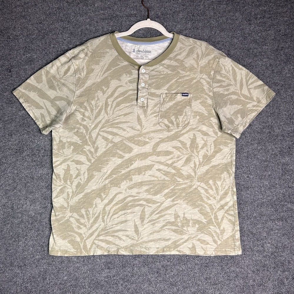 Chubbies Mens Henley‎ Shirt Size Xl Hawaiian Print Short Sleeve